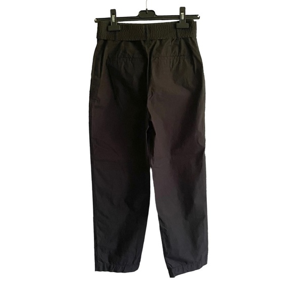 Aritzia Cotton Tie Waist Straight Wide Leg Ankle Pants Black 2 - Picture 4 of 5